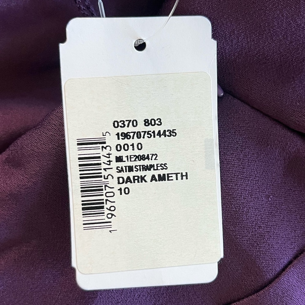 NWT LIV FOSTER | Evening Wear Satin Strapless Gown In Dark Amethyst | Size 10 - Picture 12 of 15